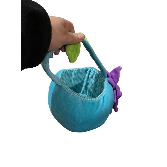 Vintage Dan Dee Dandee Plush Basket Flower with Smiley Face Blue Purple New - Picture 3 of 12